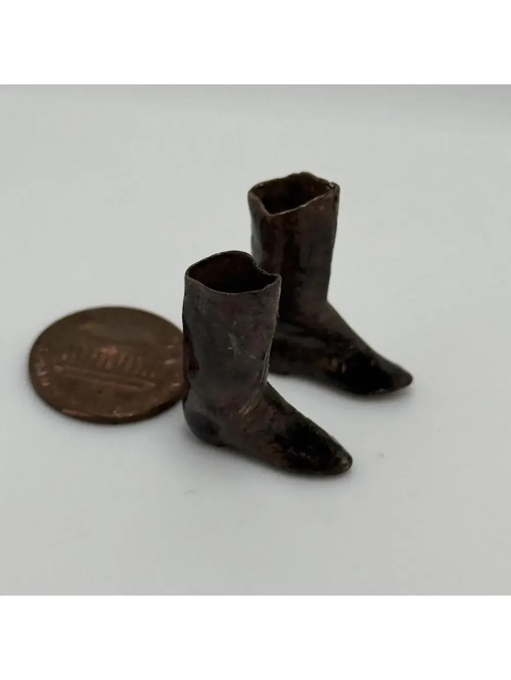 Miniature Work Boots Dollhouse Brown Victorian Men's Dress Shoes‎ Dark Brown